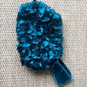 Clutch purse - velvet fabric - teal color
